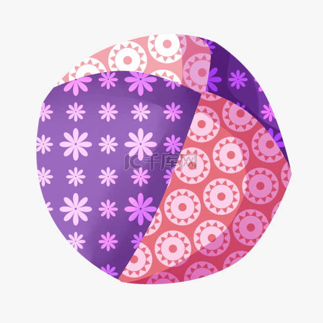 紫色花朵粉色圆圈卡通御手玉