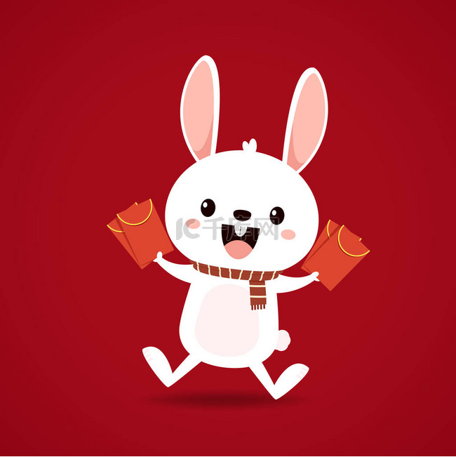 新年兔年春节红包喜庆