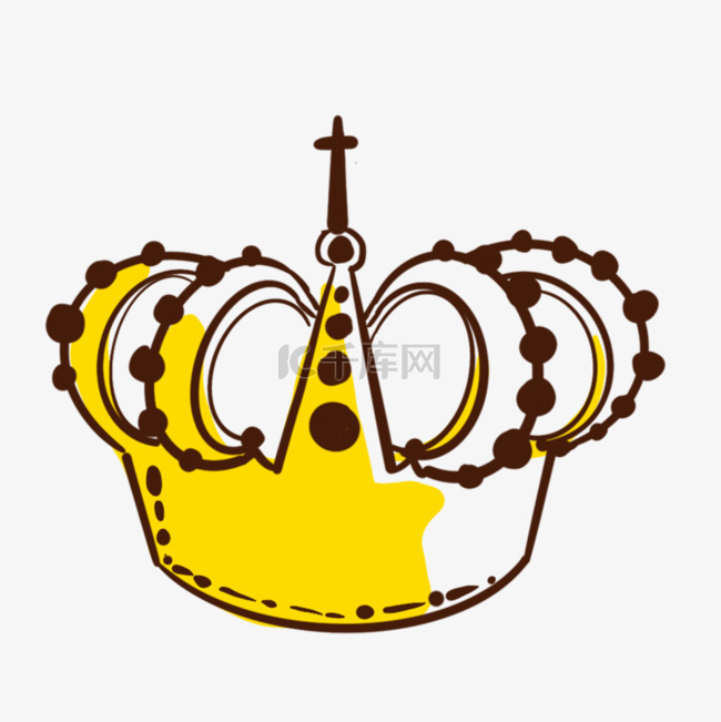 黄色黑色简单线稿皇冠