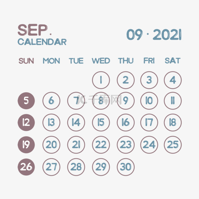 2021年九月日历计划