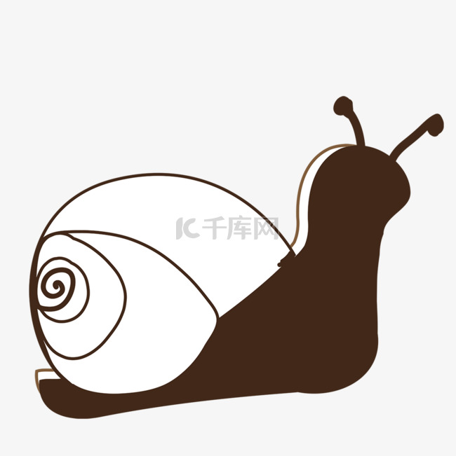 卡通手绘简单的熟褐色蜗牛