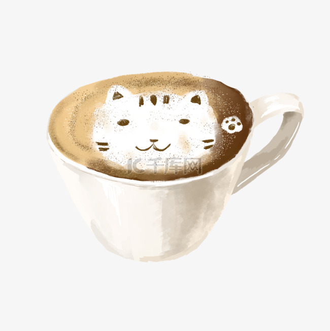 猫猫头巧克力芝士水彩咖啡