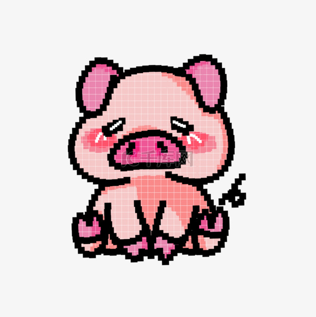 可爱的小猪像素艺术动物