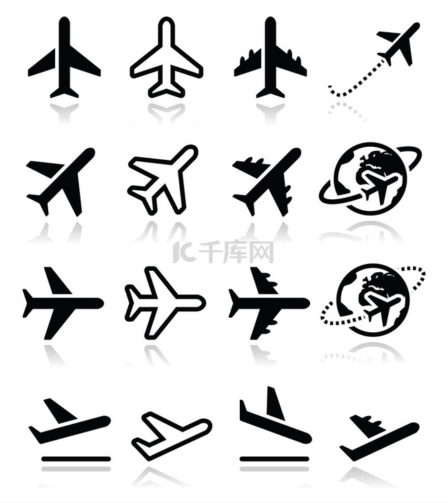 飞机，飞行，机场图标集