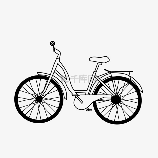 户外生活方式自行车剪贴画黑白