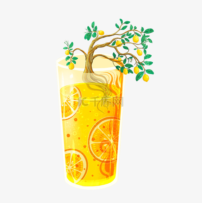 中国风立秋果汁柠檬水