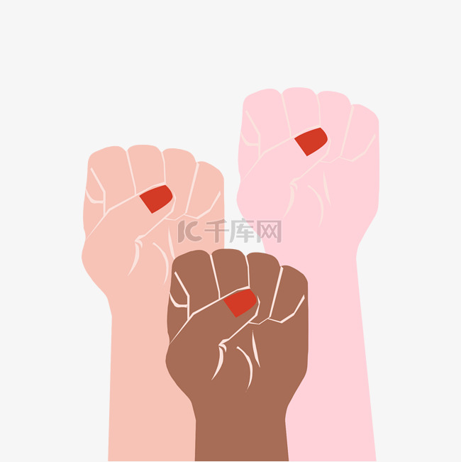 三八妇女节拍照女士握拳手势女权