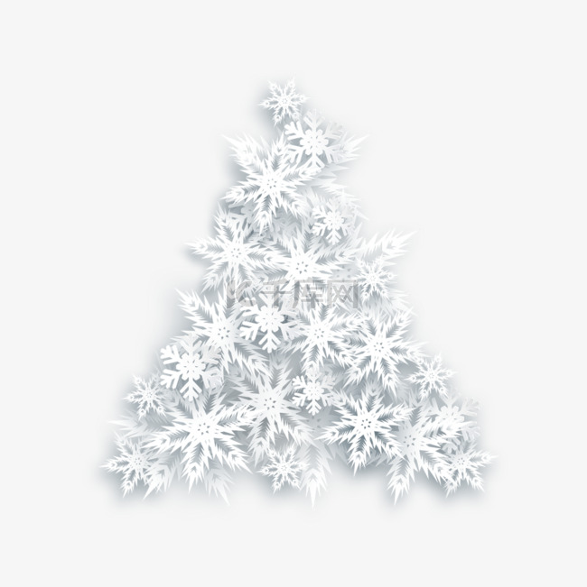 可爱白色雪花圣诞树剪纸
