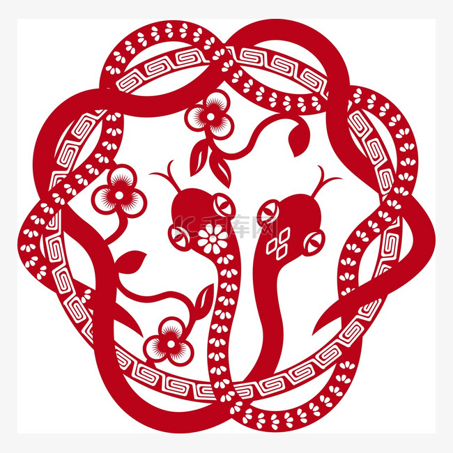 蛇年的符号作为中国剪纸