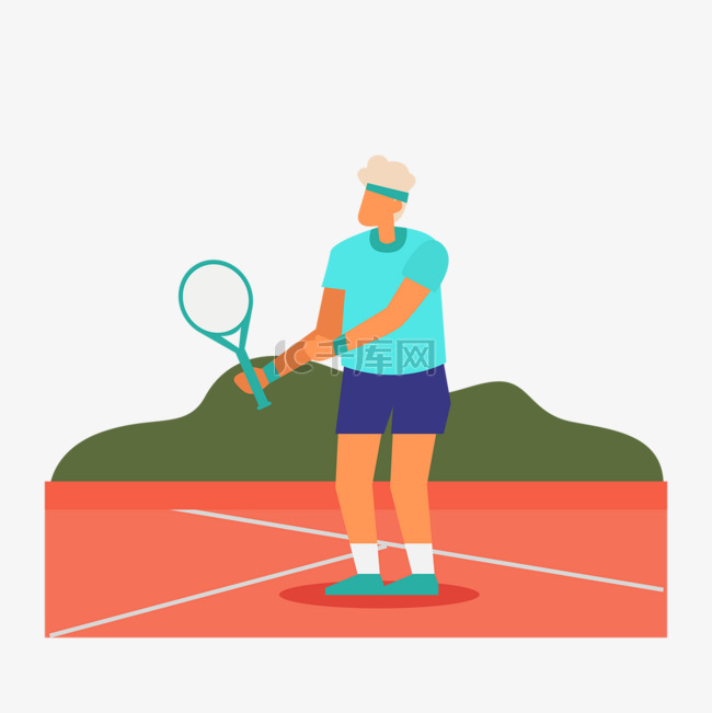网球比赛运动概念插画网球场上运