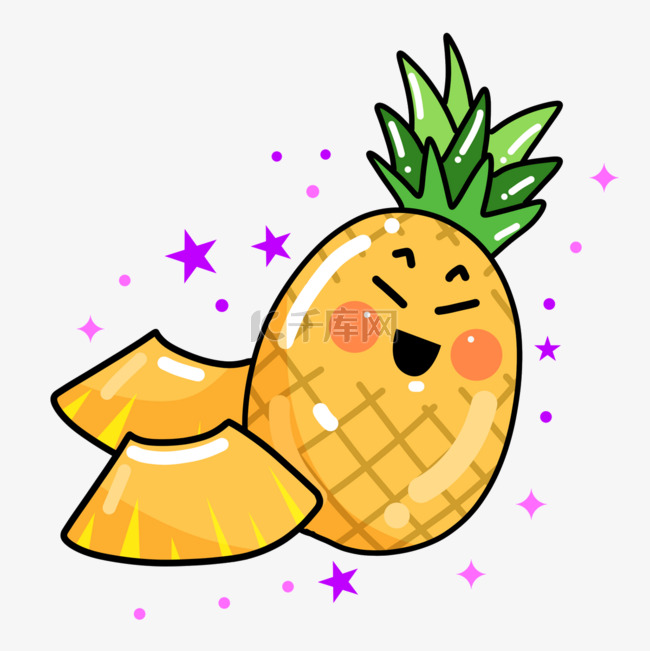 卡通可爱水果贴纸表情菠萝