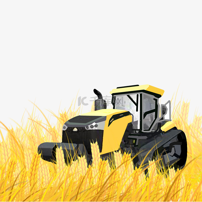 智慧农业科技丰收麦田农用车