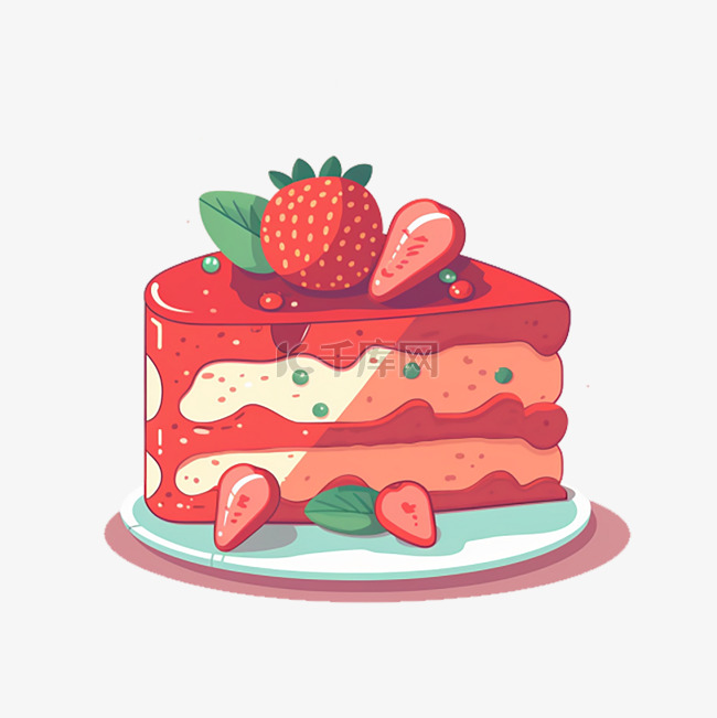一块草莓蛋糕平面