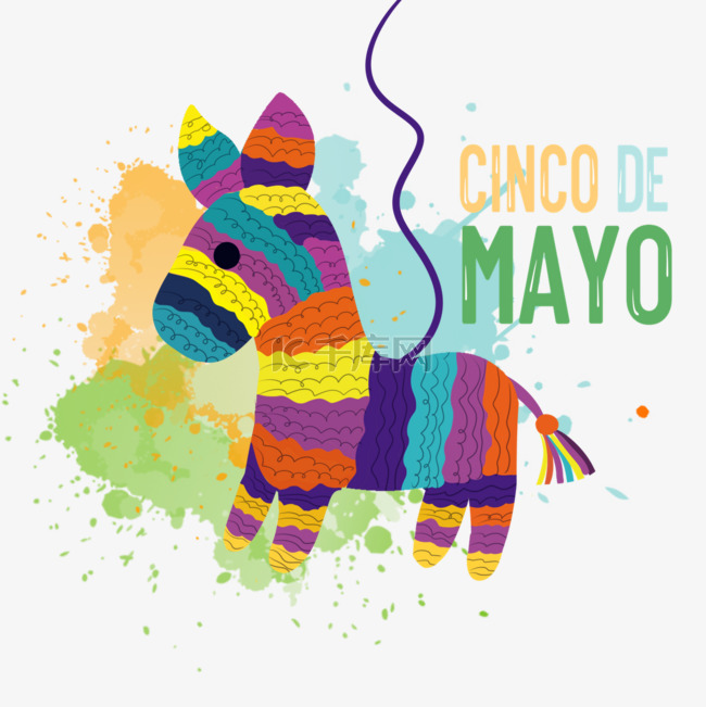 Cinco de Mayo在水彩风格手绘颜色