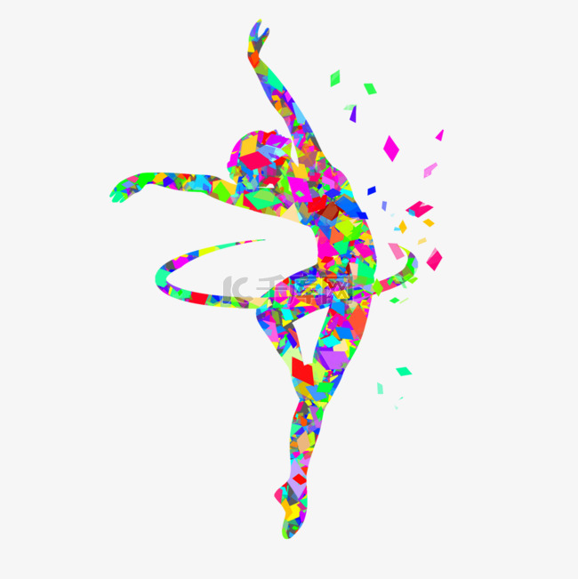 女孩跳舞抽象彩色体操