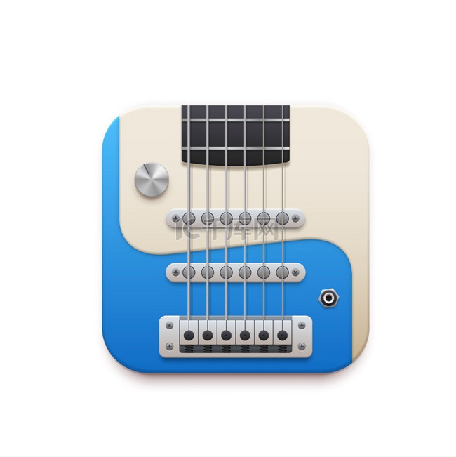 电吉他音乐应用程序界面、3d 