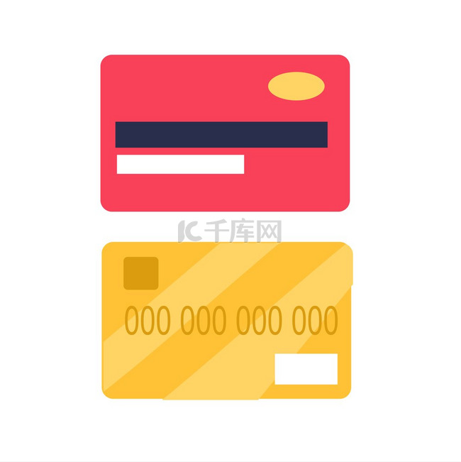 信用卡从两侧查看孤立在白色背景