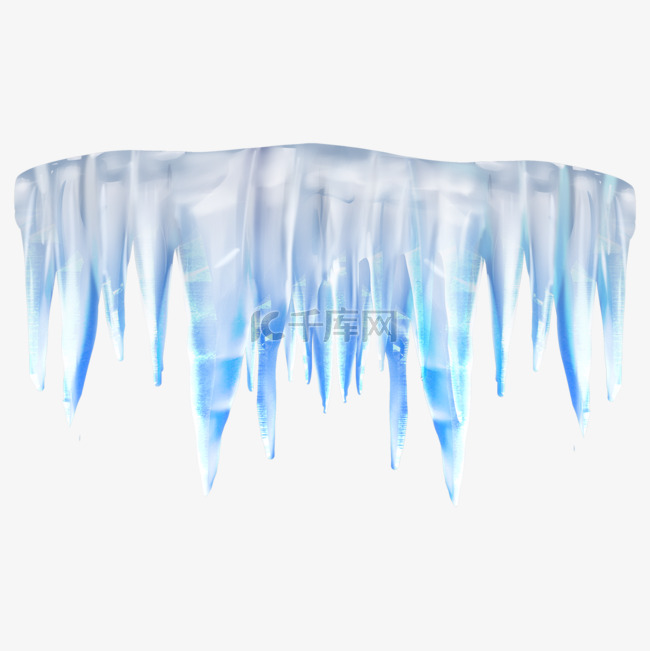冰柱屋檐透明蓝色冰块