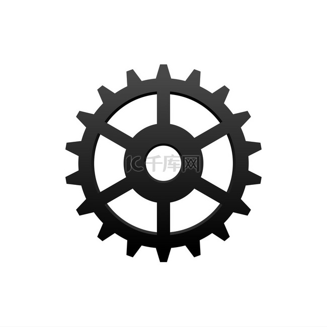 齿轮或齿轮隔离单色图标矢量机械