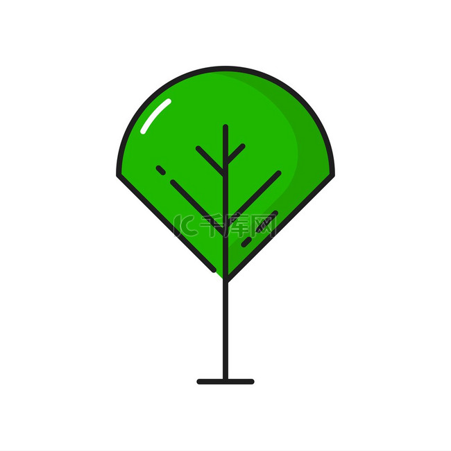 绿树图标、森林植物或带叶子的自