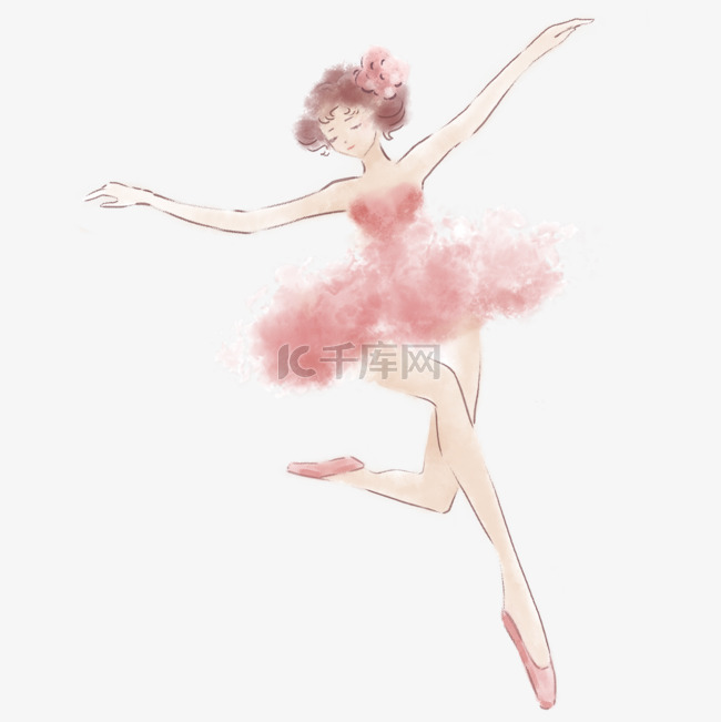 红色水彩芭蕾舞者女性