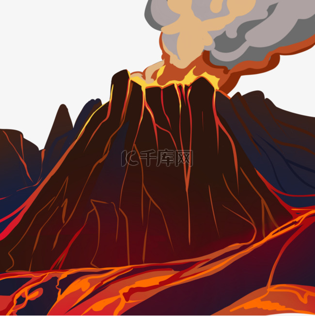 卡通自然灾害火山喷发岩浆