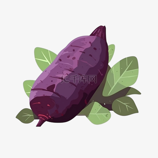 卡通手绘蔬菜紫薯