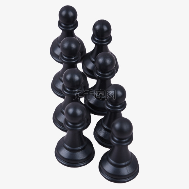 八个黑色国际象棋棋子简洁