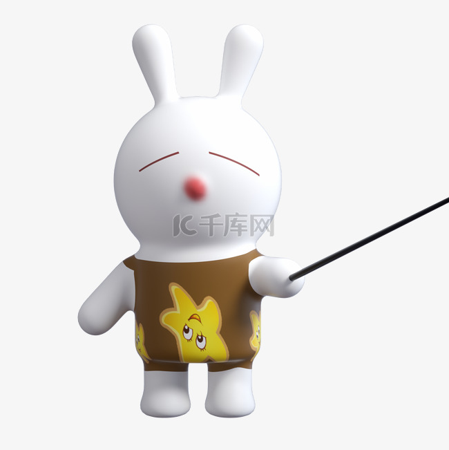 卡通C4D拿杆子的兔子模型