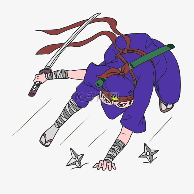 卡通传统的日本忍者