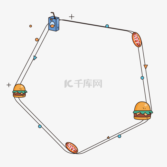 五边形简洁卡通可爱风格汉堡面包