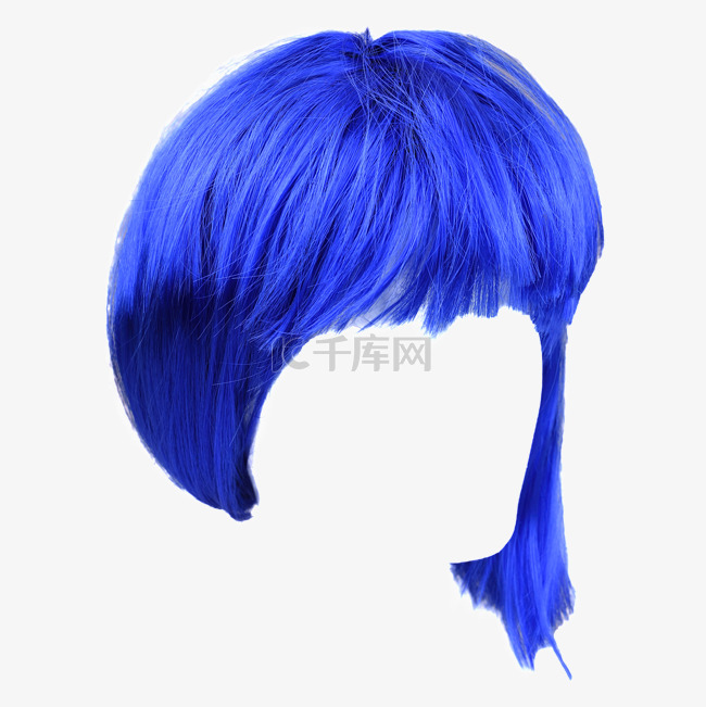蓝色毛发假发女士