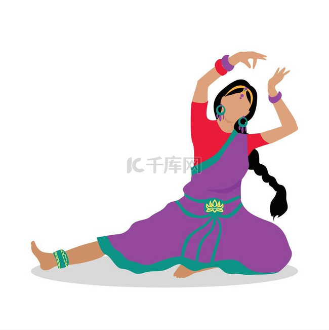 印度民族服装舞蹈的女人。