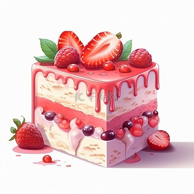 粉色的草莓奶油蛋糕