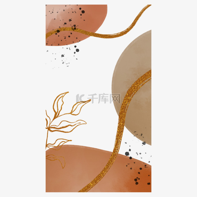 水彩植物笔刷instagram金色边框