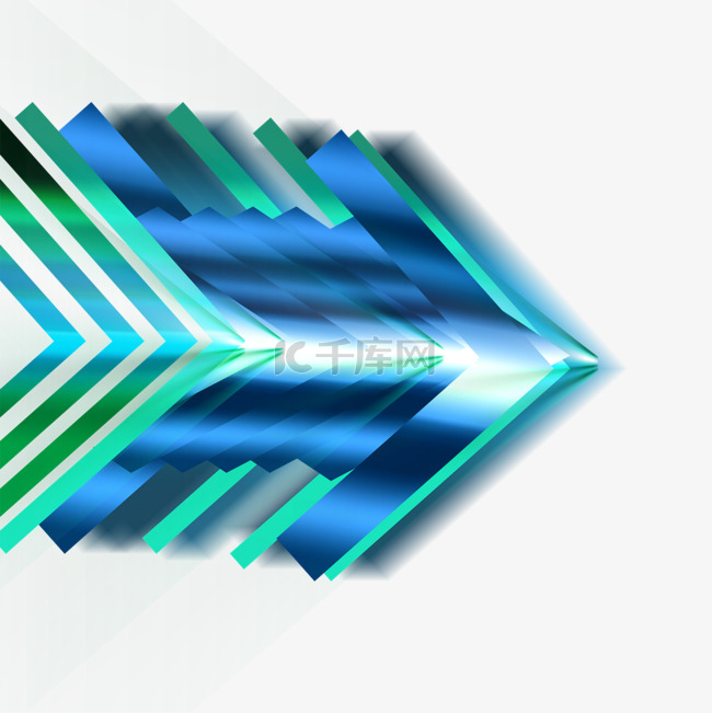 箭头抽象光效科技未来感蓝色和绿