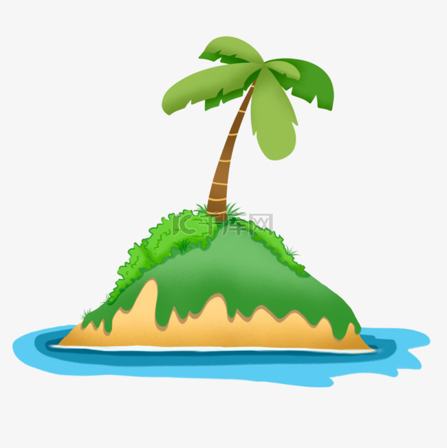 岛剪贴画绿色植物椰子树沙滩海岸