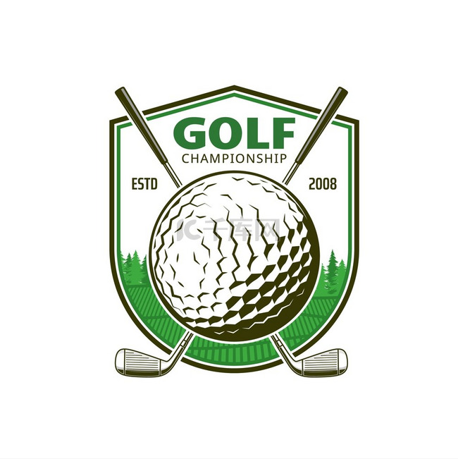 交叉球杆的高尔夫运动标志带有棍