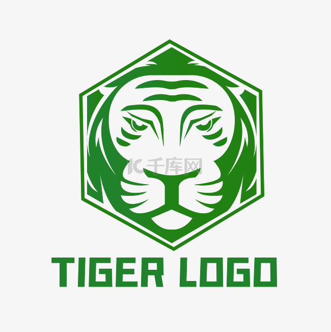 绿色简约老虎logo