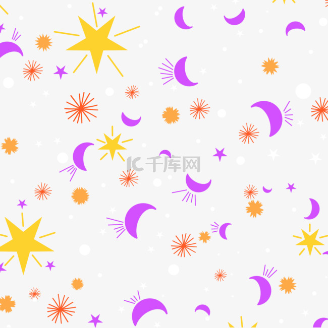 紫色月亮黄色星星天空宇宙航星图