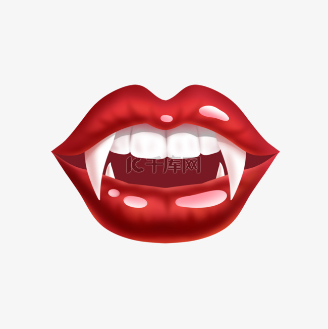 吸血鬼牙齿红色嘴唇插画
