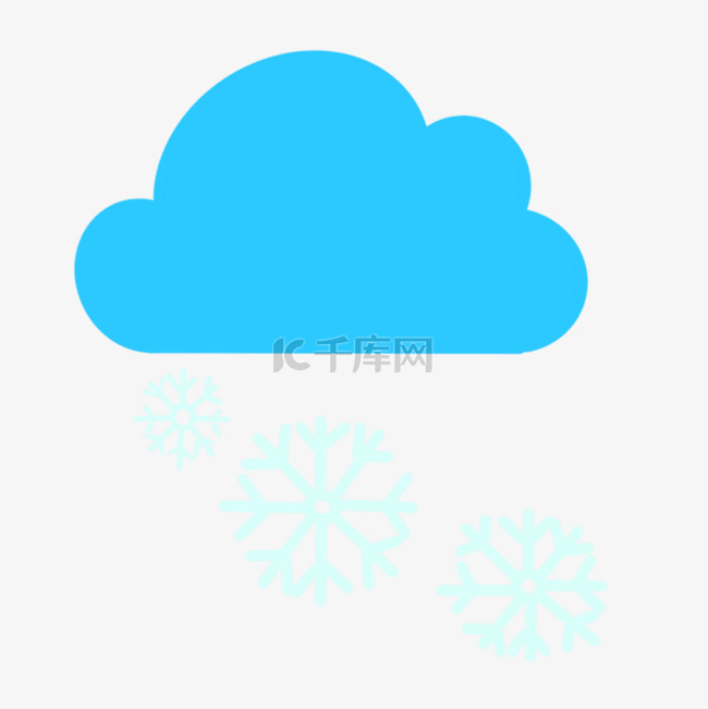 蓝色云朵和雪花可爱天气图标