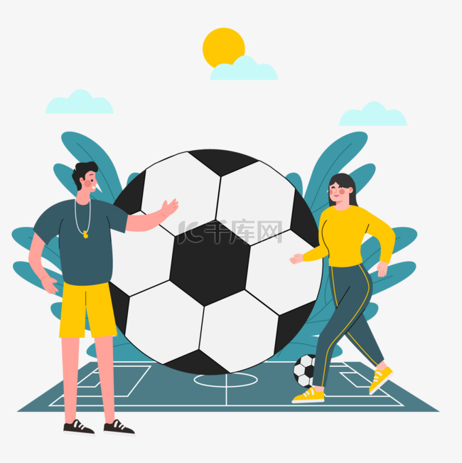 欧洲杯足球运动插画创意剪贴画