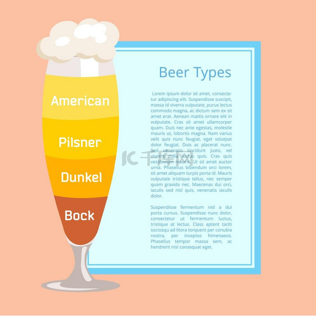 啤酒类型海报描述脚皮尔斯纳玻璃