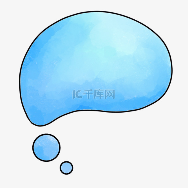 蓝色气球形状水彩气泡对话框