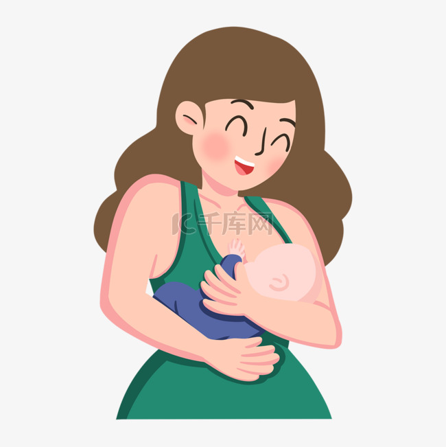 母亲养育母乳喂养婴儿概念插画