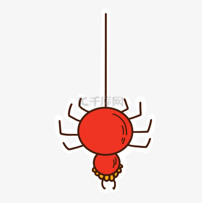红色蜘蛛卡通万圣节头骨涂鸦纹身
