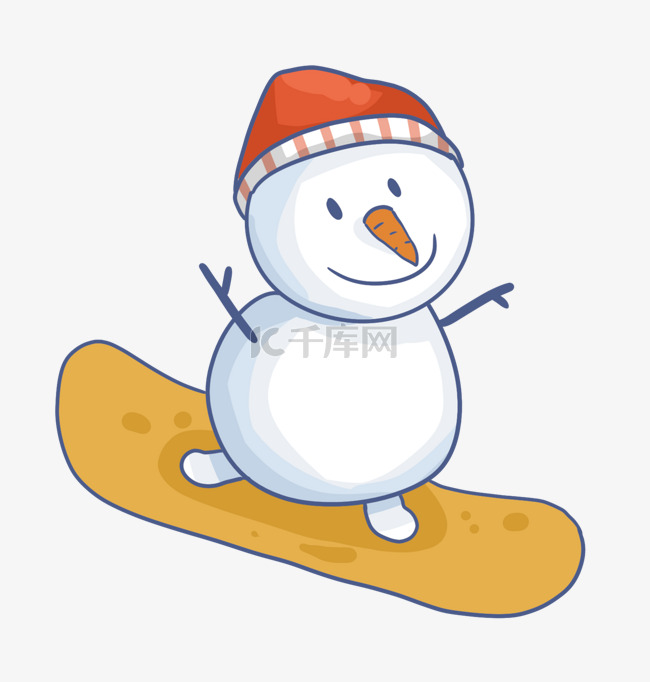 冬季雪人滑雪滑板