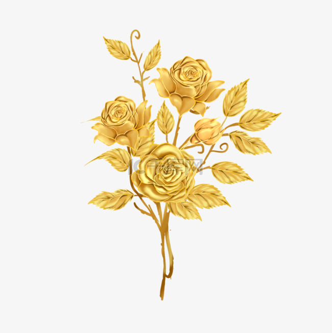 金色玫瑰金叶子剪贴画