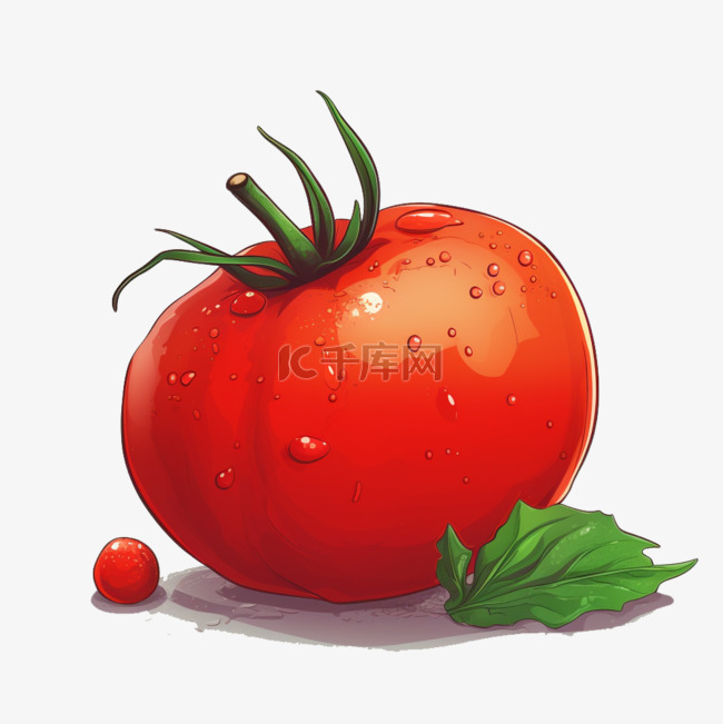 番茄扁平插画手绘免抠元素